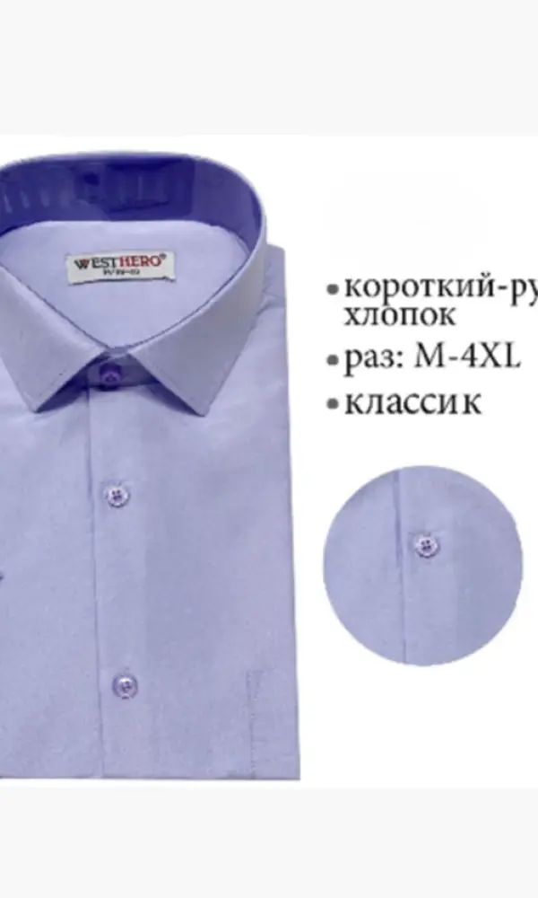 Рубашка мужская с коротким рукавом (р-р M-4XL)