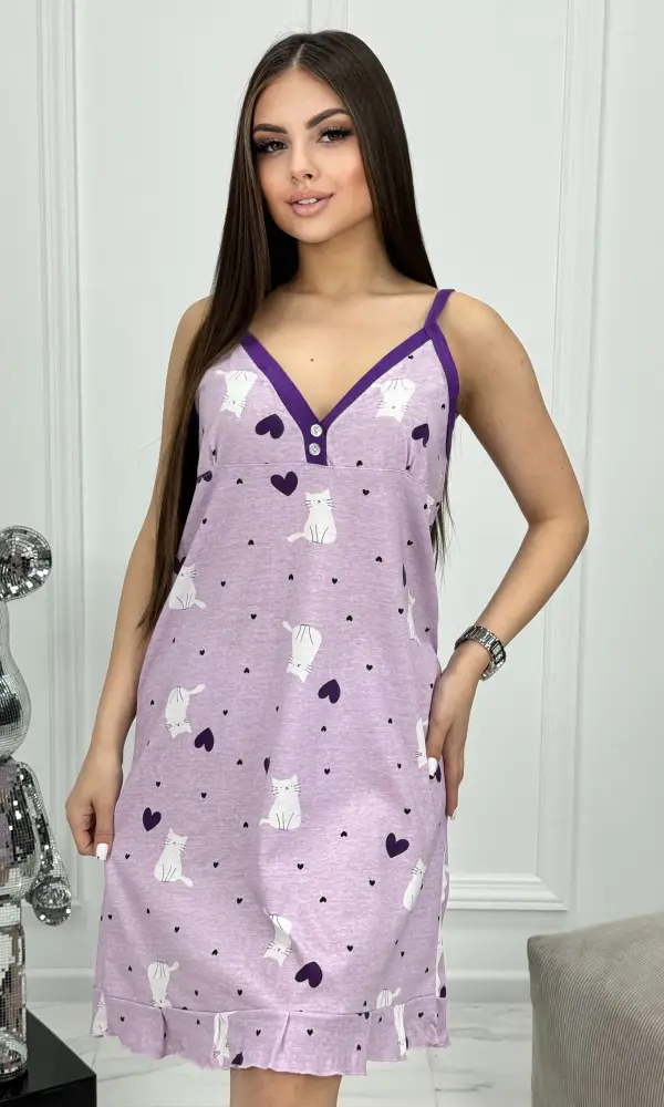 Ночная сорочка с оборкой на тонкой лямке ( р-р 48-56)