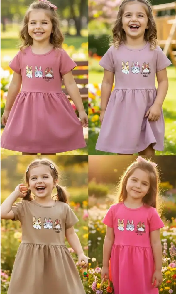 Платье трикотажное для девочки короткий рукав (р-р 3-6 лет)
