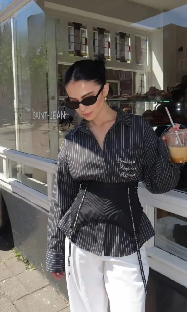 Рубашка с баской женская, в полоску (р-р 42-44)