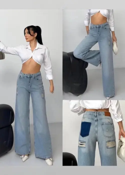 Джинсы палаццо рваные женские (р-р 25-30)