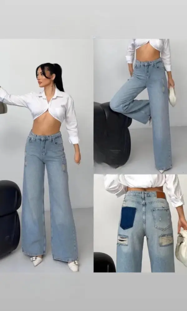 Джинсы палаццо рваные женские (р-р 25-30)