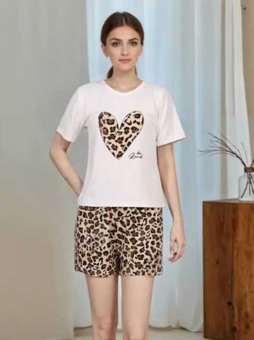 Женская пижама домашняя с шортами хлопок (S, M, L, XL)