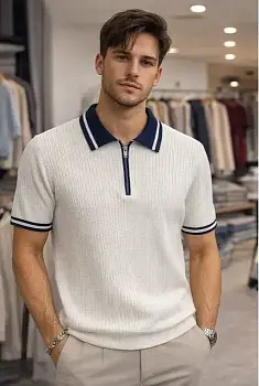 Поло вязаное на молнии мужское (р-р M-3XL)