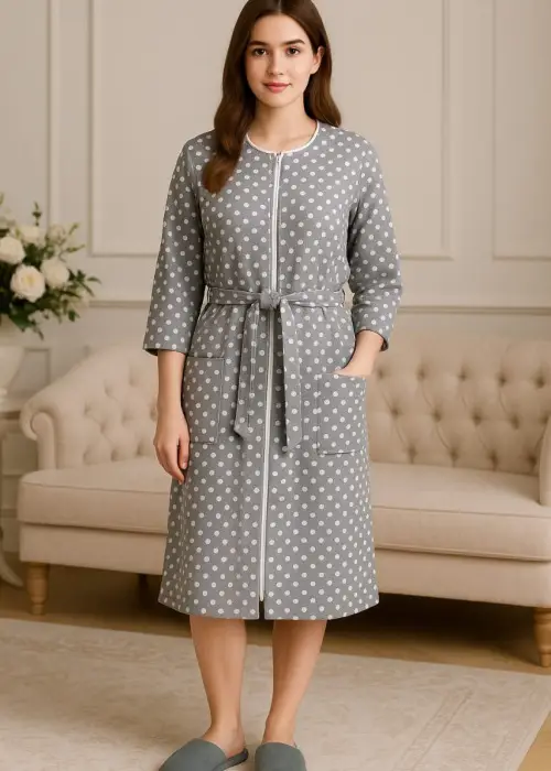 Халат в горошек женский с начёсом (р-р 50-60)