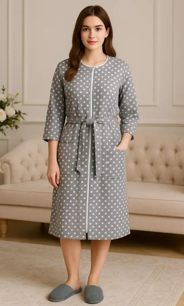 Халат в горошек женский с начёсом (р-р 50-60)