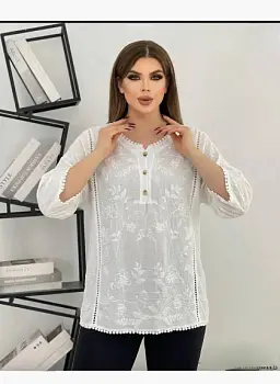 Блузка ажурная с пуговицами женская (р-р 50-54)