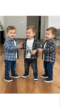 Костюм тройка для мальчика футболка+рубашка+джинсы р-р 6-24