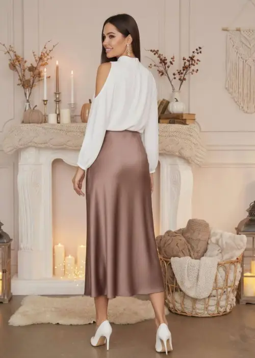 Юбка женская атласная миди (длина 82 см) р-р SS/MM