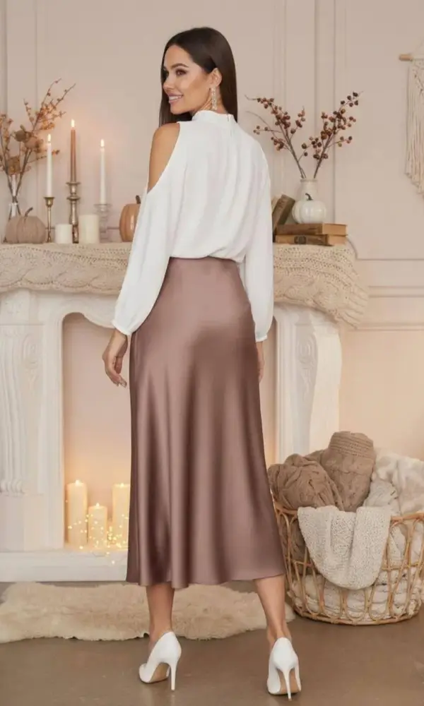 Юбка женская атласная миди (длина 82 см) р-р SS/MM