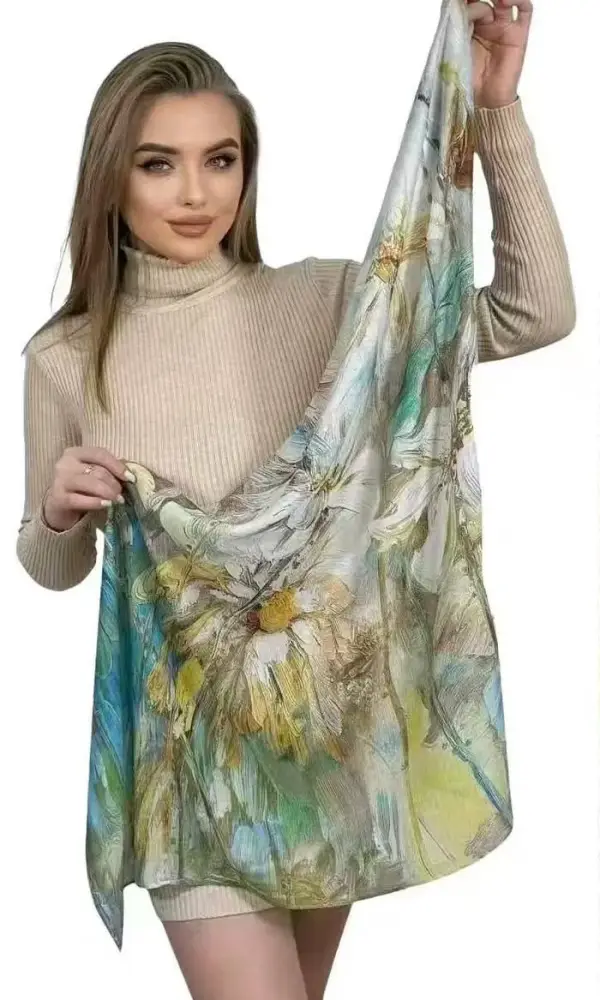 Палантин женский цветочный принт (р-р 90*90)