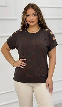 Футболка женская с открытыми плечами (р-р 52-58)