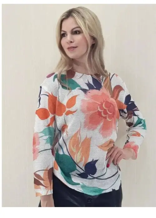 Блузка нарядная женская трикотажная принтованная р-р L-XL-XXL