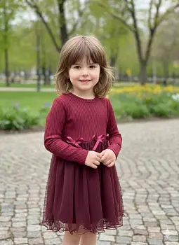 Платье в рубчик с фатином р-р 28-34