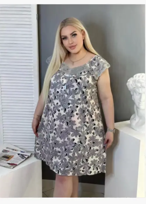 Ночная сорочка с коротким рукавом женская (р-р 50-58)