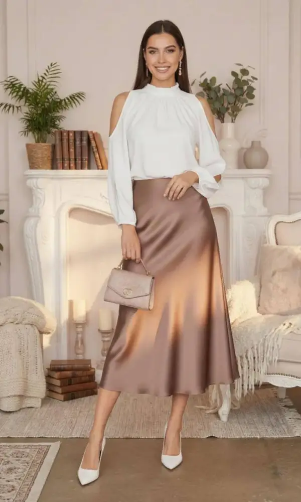 Юбка женская атласная миди (длина 82 см) р-р SS/MM