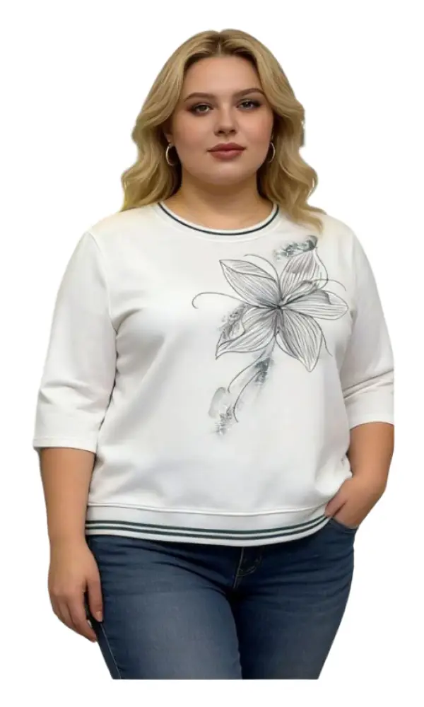Джемпер трикотажный с принтом женский (р-р 2XL-5XL)