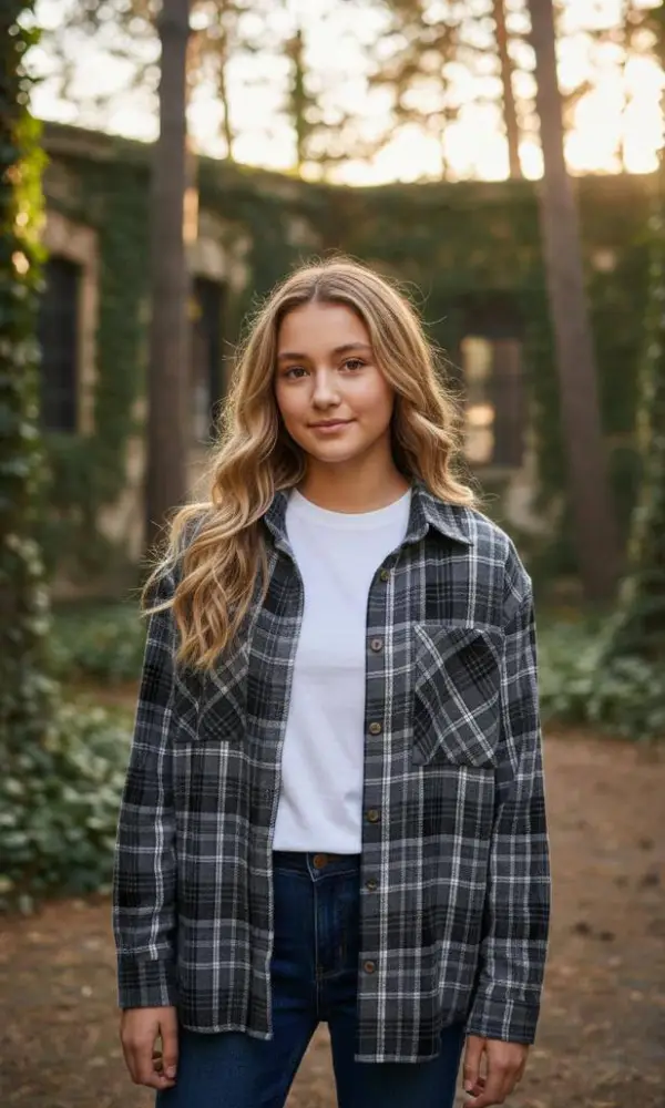 Рубашка двойка в клетку для девочки р-р 36-44