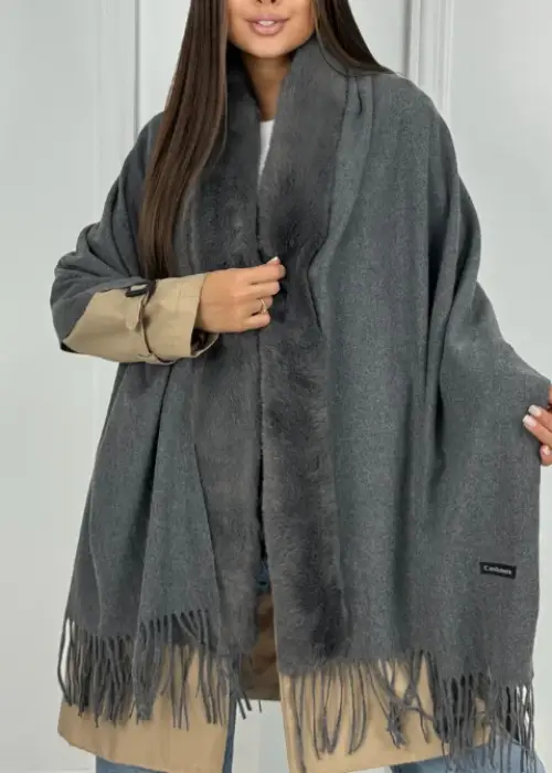 Шарф с мехом женский 180*70