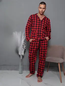Пижама мужская с начёсом рубашка- брюки (р-р 48-56)