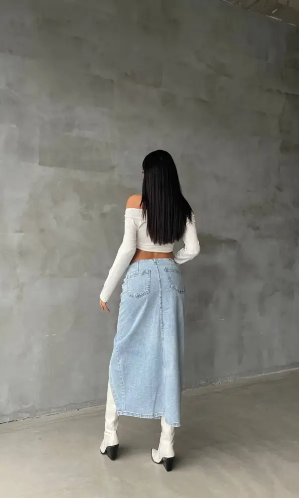 Юбка джинсовая , длина макси с пуговицами ( р-р 42-46)