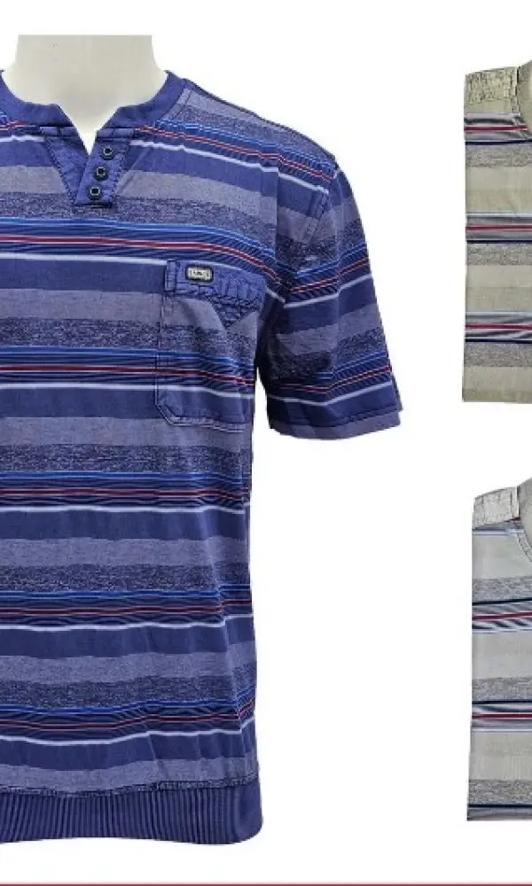 Мужская футболка в полоску с пуговками (р-р 6xl-10xl)