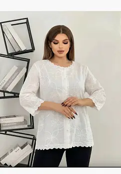 Блузка на пуговицах ажурная женская (р-р 50-54)