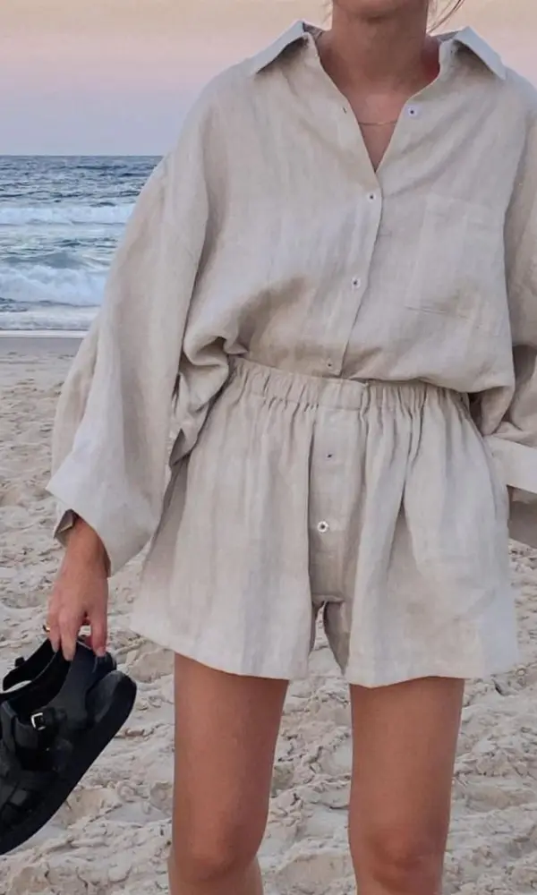 Женский костюм из льна с шортами (р-р 42-44)