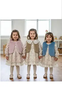 Платье с меховой жилеткой для девочки р-р 6-24