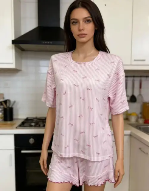 Пижама женская с шортами и футболкой принт (р-р S-XL)