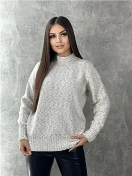 Свитер оверсайз с воротником-стойкой р-р 46-50