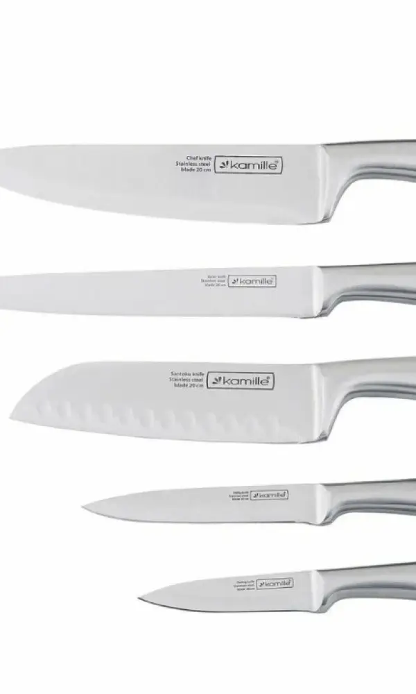 Набор ножей 6 предметов из нержавеющей стали с акриловой подставкой