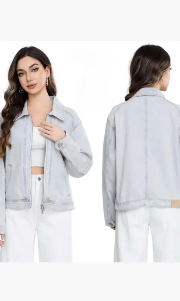 Джинсовая куртка женская на молнии (р-р S-3XL)