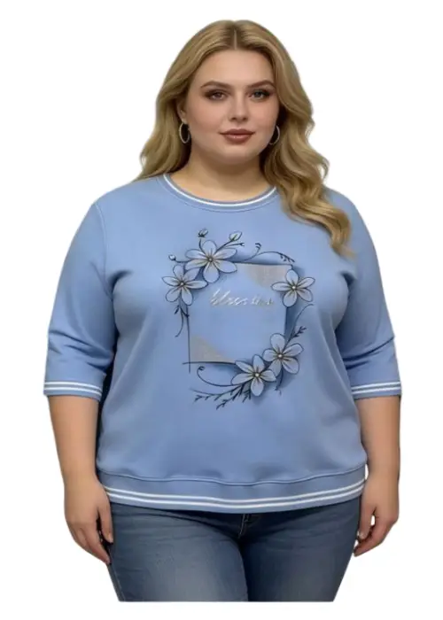 Джемпер трикотажный с принтом женский (р-р 2XL-5XL)