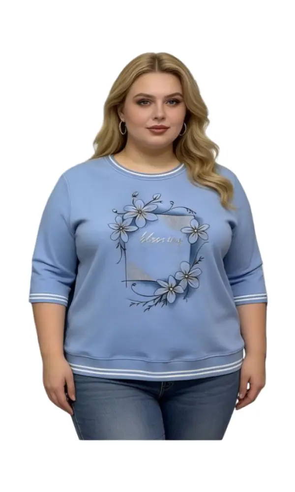 Джемпер трикотажный с принтом женский (р-р 2XL-5XL)