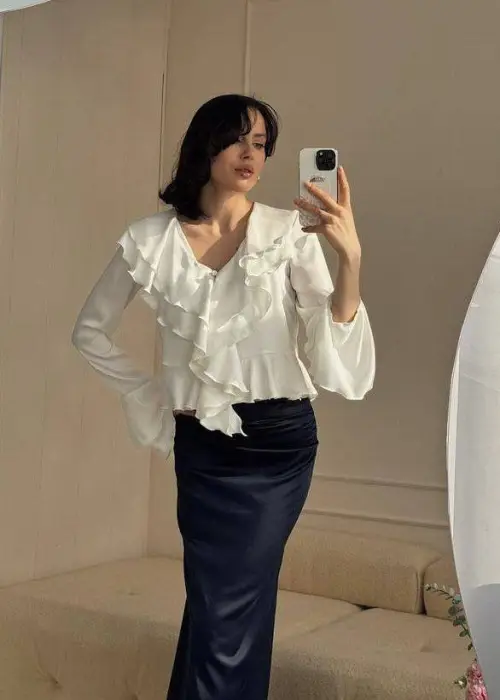 Блузка укороченная с воланами женская р-р 42-48