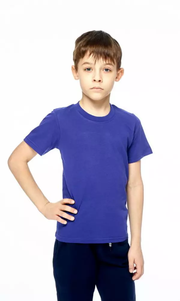 Футболка однотонная, синяя (10-13 лет)