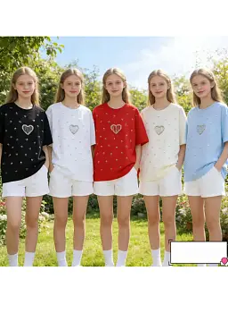 Футболка со стразами для девочки (р-р 10-15 лет)