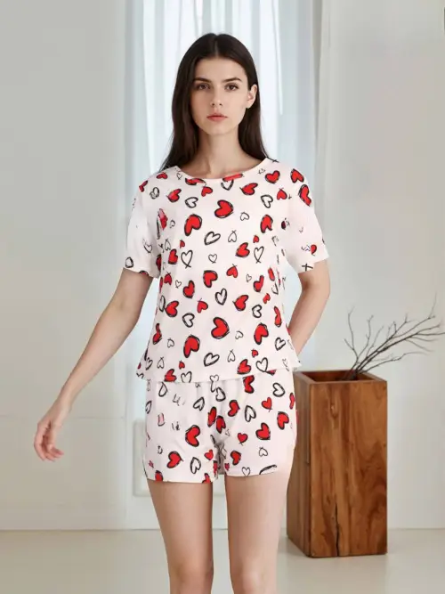 Женская пижама домашняя с шортами хлопок (S, M, L, XL)