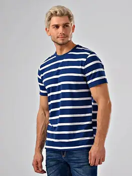 Мужская футболка базовая в полоску (р-р 48-56)