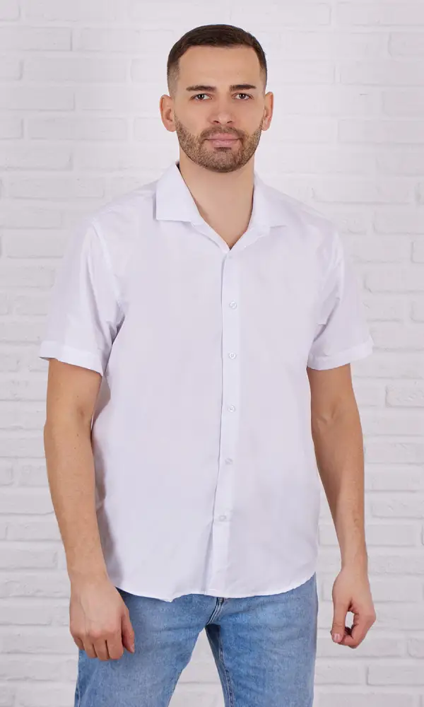 Рубашка мужская "Классика", с коротким рукавом, однотонная (р-р 44-56)