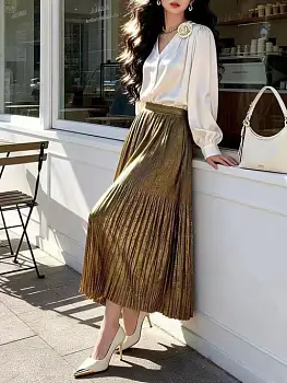 Юбка плиссе женская миди (р-р единый 44-48)