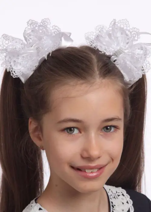 Банты для волос детские девочкам белые большие школьные (12см)