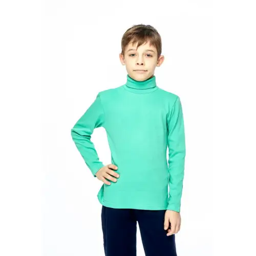 Водолазка однотонная, зеленая для мальчиков (5-8 лет)