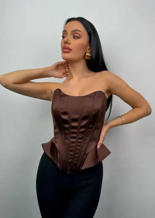 Топ - корсет шелковый на шнуровке вечерний р-р SS/MM