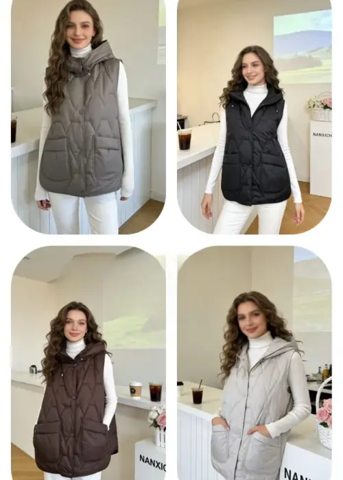 Жилет стёганый с накладными карманами женский (р-р 50-60)