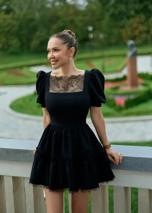 Платье с кружевом чёрное женское р-р 42-44