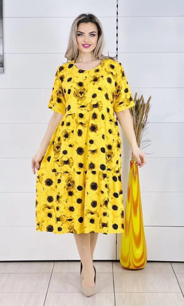 Платье штапель летнее ,свободный крой ( р-р 50-60)