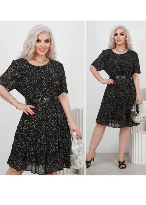 Платье женское шифоновое в горошек (р-р 50-56)