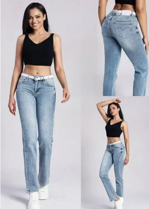 Джинсы женские прямые мом (р-р 25-30)